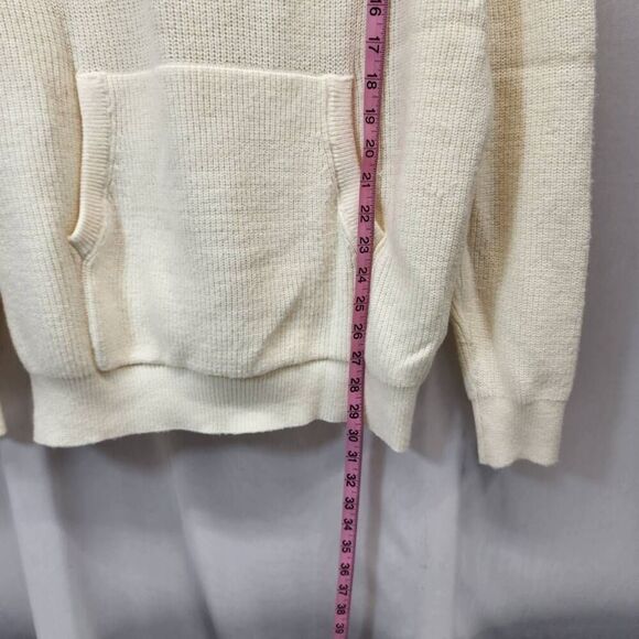 Hippie Rose Women's Large Cable Knit Cream Drawstring Pullover Hoodie Comfort - Picture 3 of 7